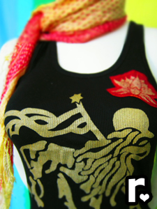 black and gold custom made ragamufyn tank top with rasta lion of judah