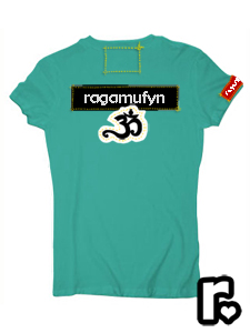 ocean blue and white custom made ragamufyn tee shirt with buddha om namaste