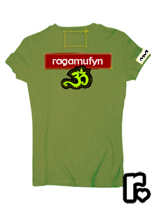 supa glow neon olive and chartreuse custom made ragamufyn tee shirt with buddha om namaste blacklight