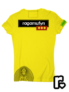 yellow and black custom made ragamufyn tee shirt with rasta lion of judah om namaste